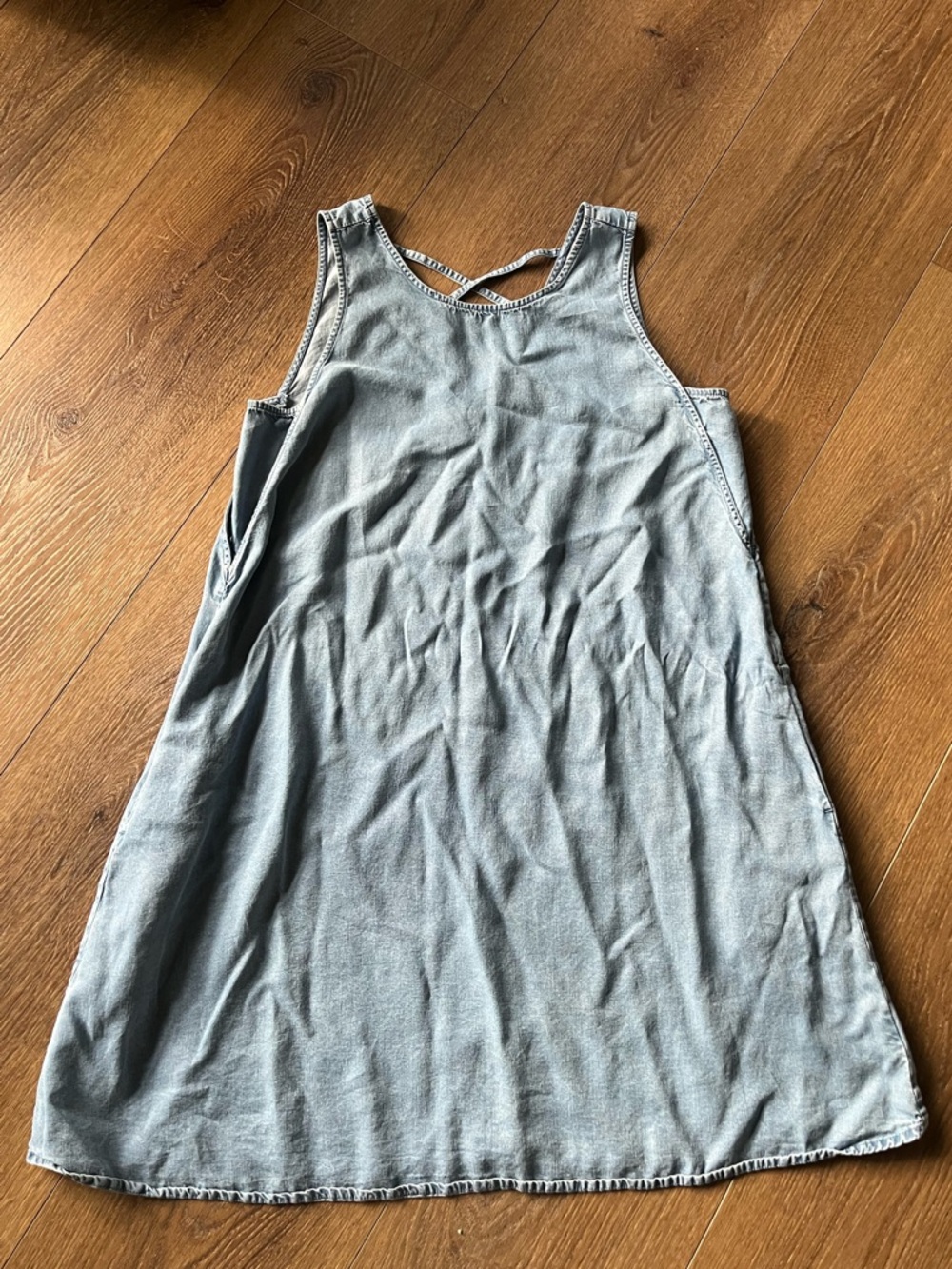 GAP Light Blue Strappy Denim-Style Tank Dress